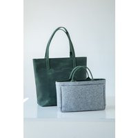 Felt Tote Bag Organizer Leather Handles, Custom Insert | Etsy (US)