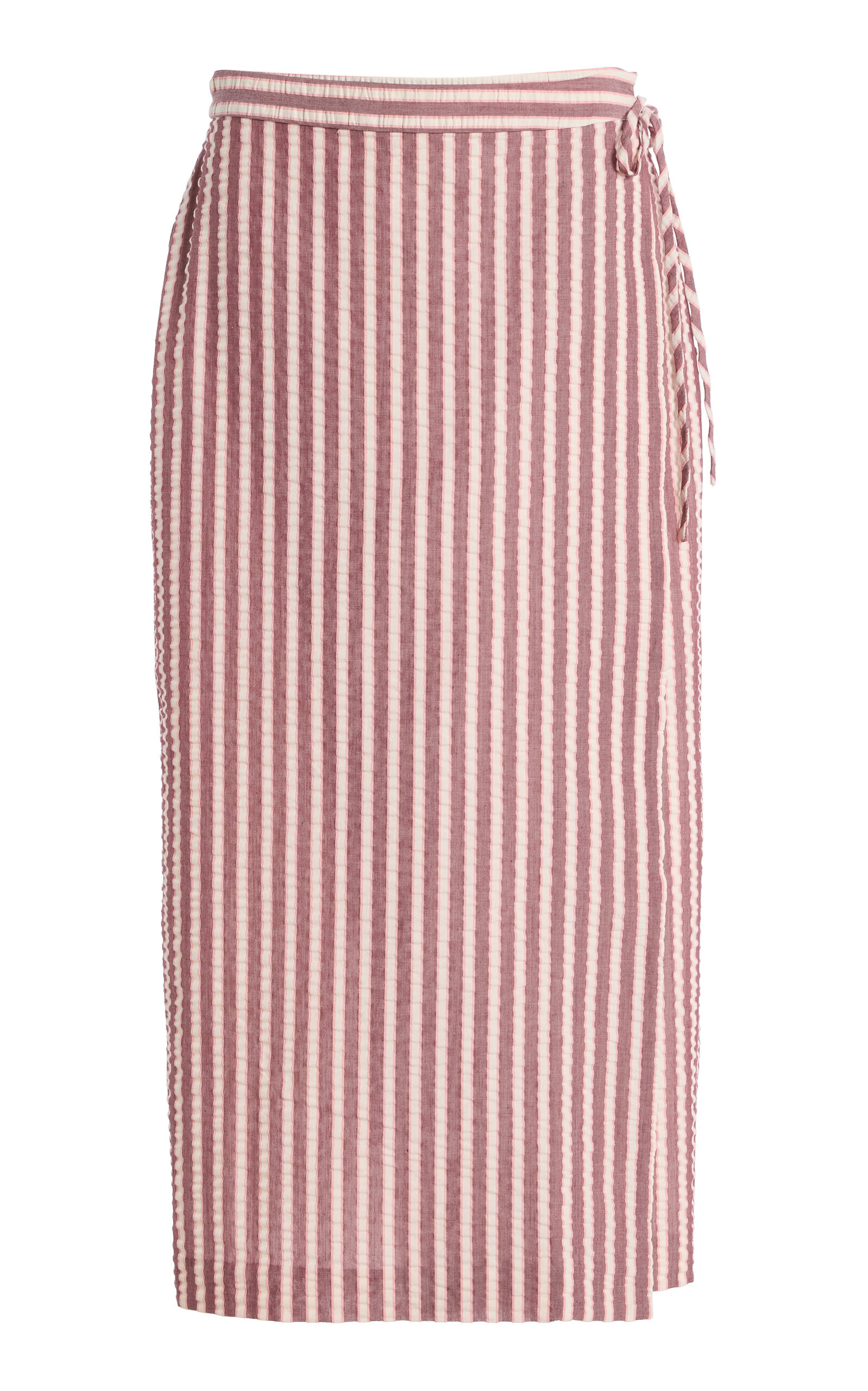 SIMKHAI Monty Striped Cotton-Blend Midi Wrap Skirt - Moda Operandi | Moda Operandi (Global)