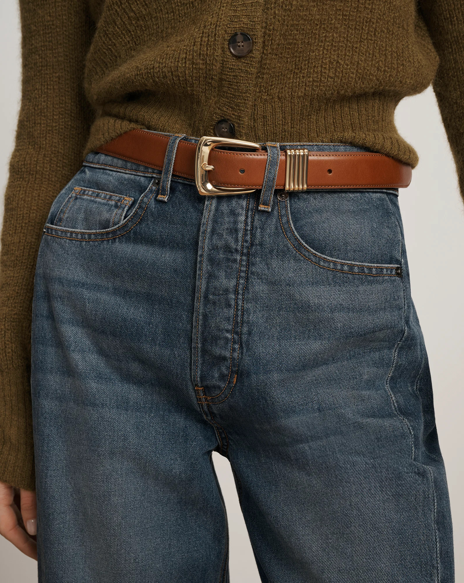 Arch Leather Belt in Tan | Veronica Beard | Veronica Beard UK
