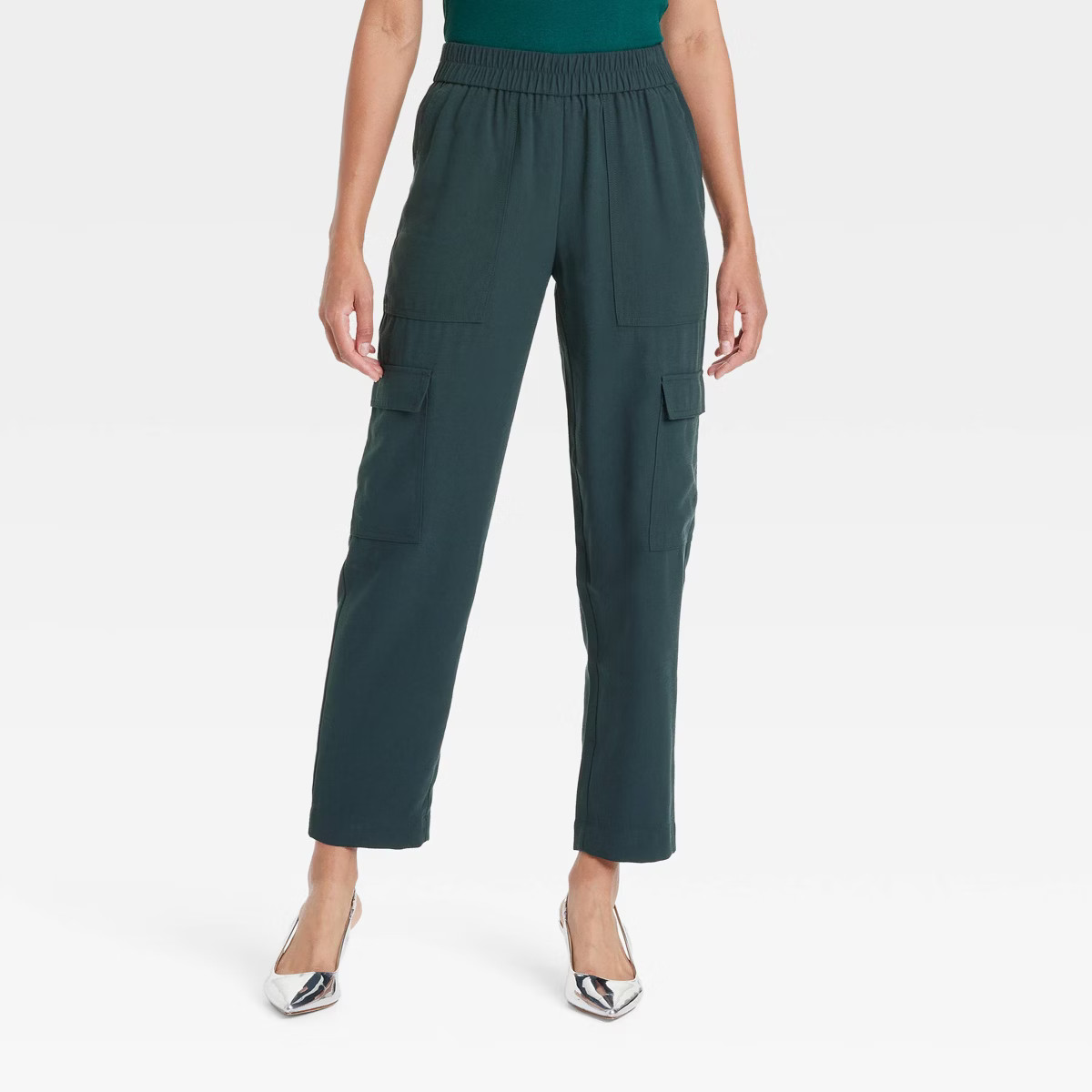 Women's High-Rise Ankle Cargo Pants - A New Day™ Dark Green S | Target