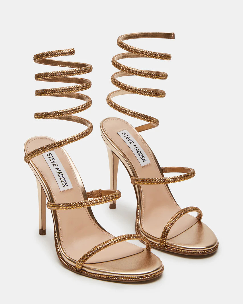 EXOTICA Bronze Strappy Rhinestone Heel | Women's Heels | Steve Madden (US)