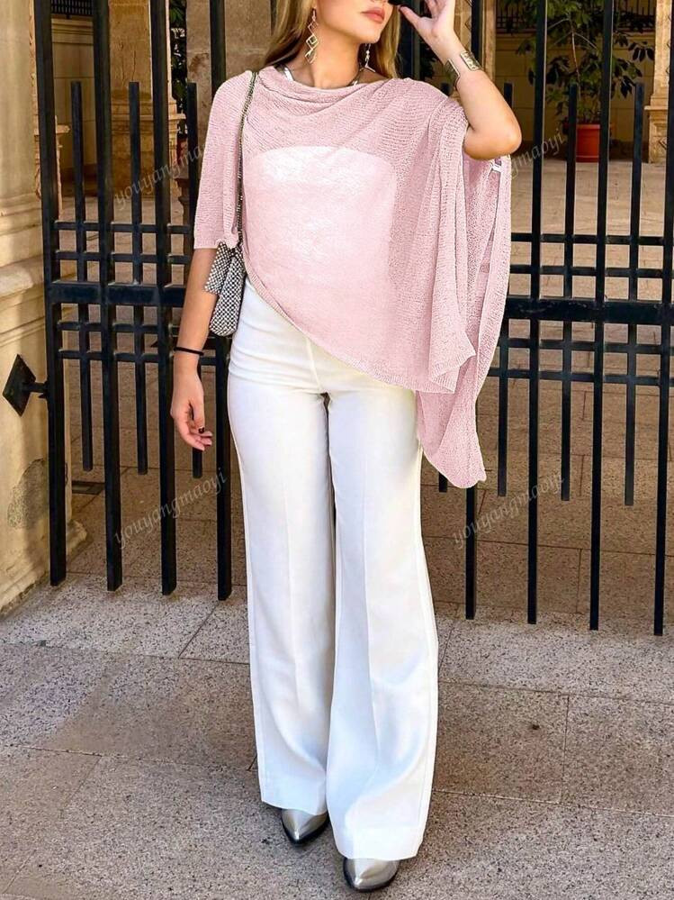 Fashionable & Elegant Oversized Knitted Shawl Cardigan, Women, Loose Fit, Lightweight, Very Chic, Suitable For Spring/Summer Daily Wear, Casual Travel, Beach, Versatile Styles | SHEIN