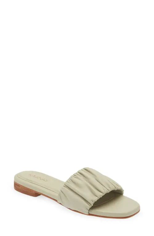 Kaanas Pekan Ruched Leather Slide Sandal in Cement at Nordstrom, Size 7 | Nordstrom