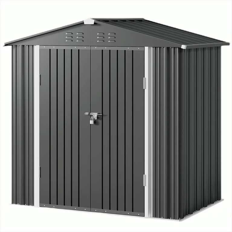 Lofka 6 x 4 FT Metal  Outdoor Storage Shed with Double Lockable Doors and Air Vents for Patio, Ga... | Walmart (US)