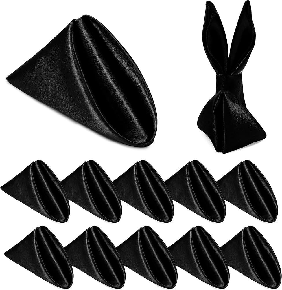 Homiest 12 Pack Black Satin Napkins 20x20 Inches Dinner Napkins Decor, Square Decorative Napkins ... | Amazon (US)