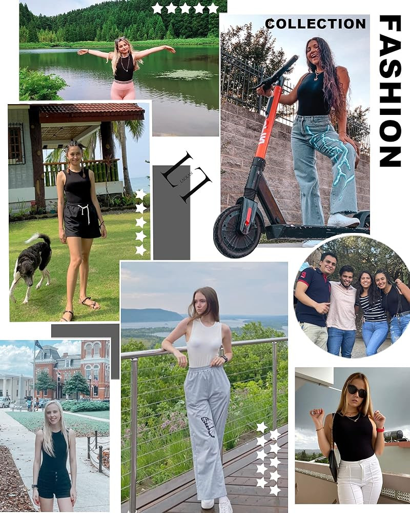 LAOLASI Women's Crew Neck Stretchy Bodysuit Sleeveless Slim Fit Basic Body Suit Tank Tops | Amazon (CA)