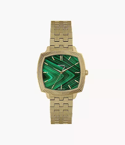 Nick Jonas x Fossil Machine Luxe Malachite Three-Hand Gold-Tone Stainless Steel Watch | Fossil (US)