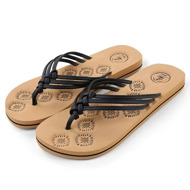AERUSI Livi Life Women's Indoor or Outdoor Casual Walking Flip Flop Sandals (Black) - Walmart.com | Walmart (US)