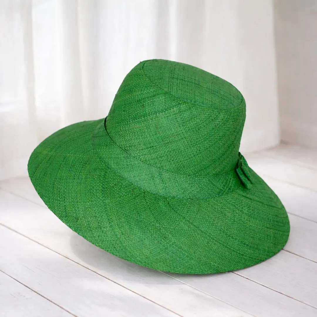 Flat Brim Raffia Sunhat in Emerald Green Madagascan - Etsy | Etsy (Global)