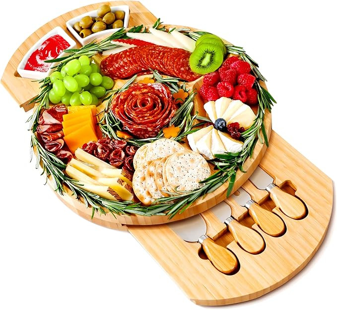 Charcuterie Boards, Thereye Cheese Board with Knife Set, Bamboo Charcuterie Board Set-𝐓𝐡... | Amazon (US)
