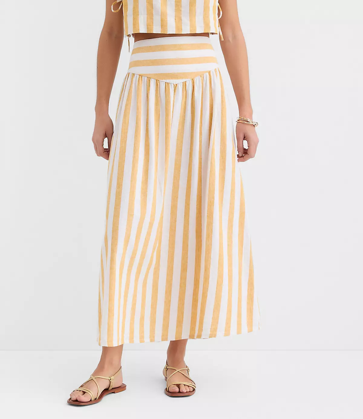 LOFT Beach Striped Linen Cotton Maxi Skirt | LOFT