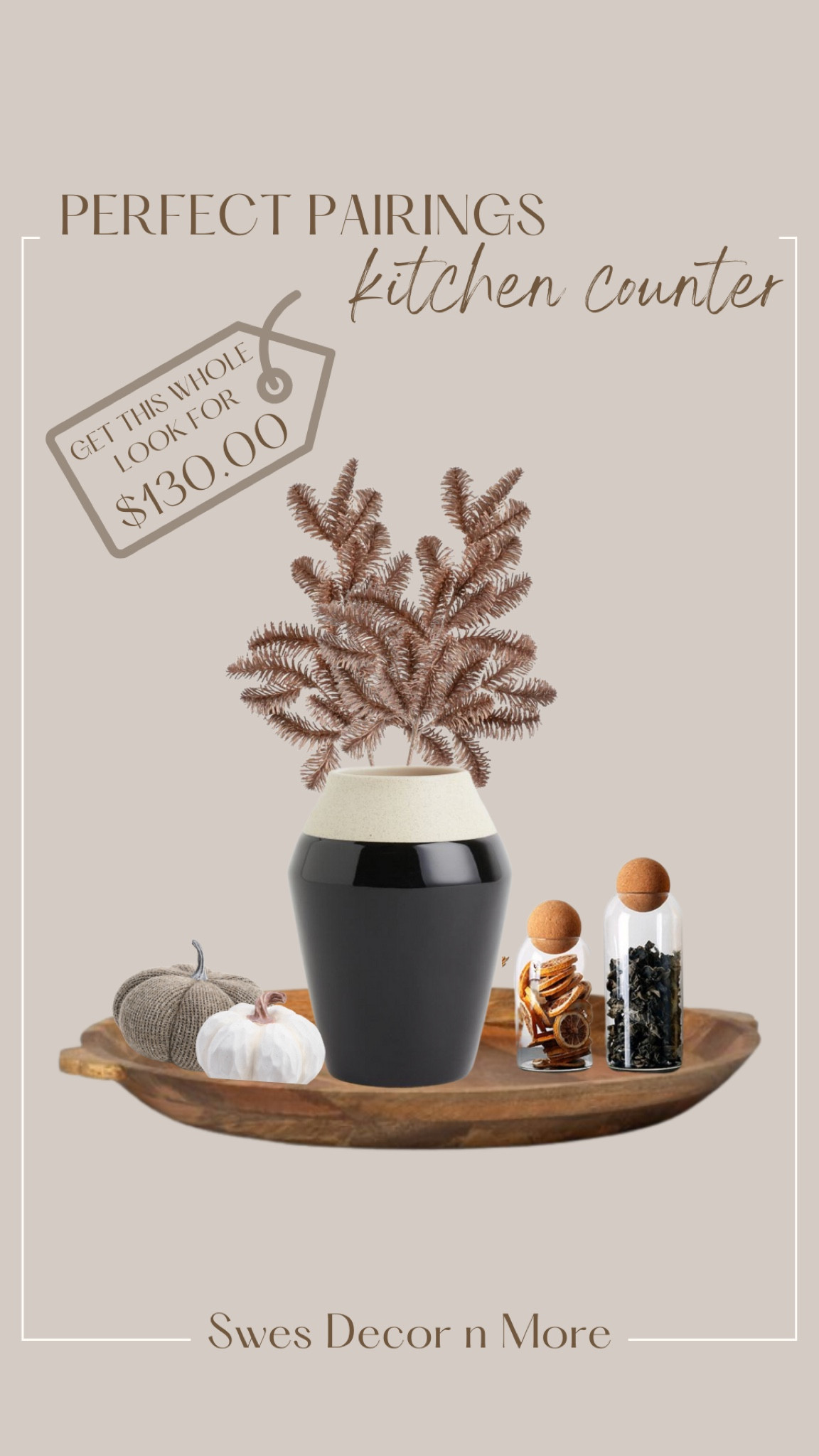 Add in some cinnamon sticks and star anise into those glass jars for some great fall decor! I love using a tray for kitchen island decor because it can be moved easily when I need to use the space for cooking. 

#affordabledecor #organicmodern #organicmoderndecor #functionaldecor #kitchendecor #kitchenstyling #falldecor #fallkitchenstyle #affordablefalldecor #woodservingtray #fauxpumpkins 

#LTKhome #LTKunder50 #LTKSeasonal