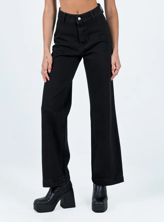 Tari Wide Leg Jeans Black | Princess Polly US