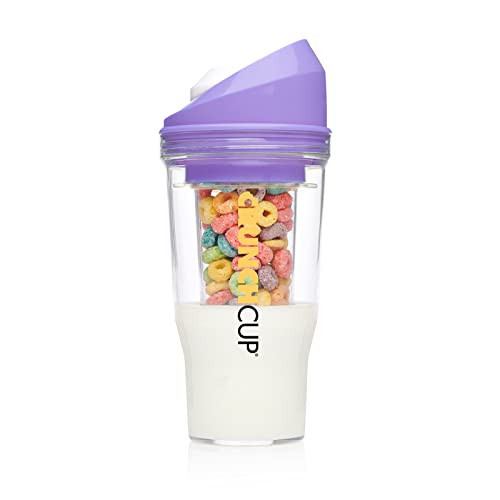CRUNCHCUP XL Purple - Portable Plastic Cereal Cups for Breakfast On the Go, To Go Cereal and Milk Container for your favorite Breakfast Cereals, No Spoon or Bowl Required | Amazon (US)