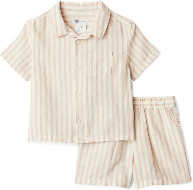 Amazon Essentials x Sofia Grainge Toddlers and Baby Boys' Cotton Linen Short Sleeve Shirt & Short... | Amazon (US)