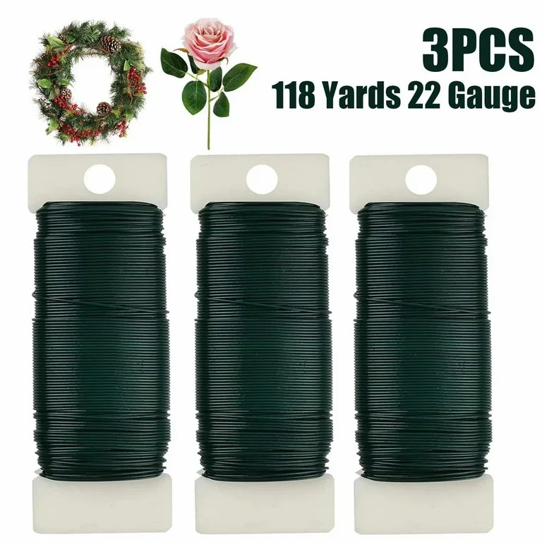 Siisll 3 Pack Floral Wire, 118 Yards 22 Gauge Green Florist Wire, Flexible Green Wire Paddle Wire... | Walmart (US)