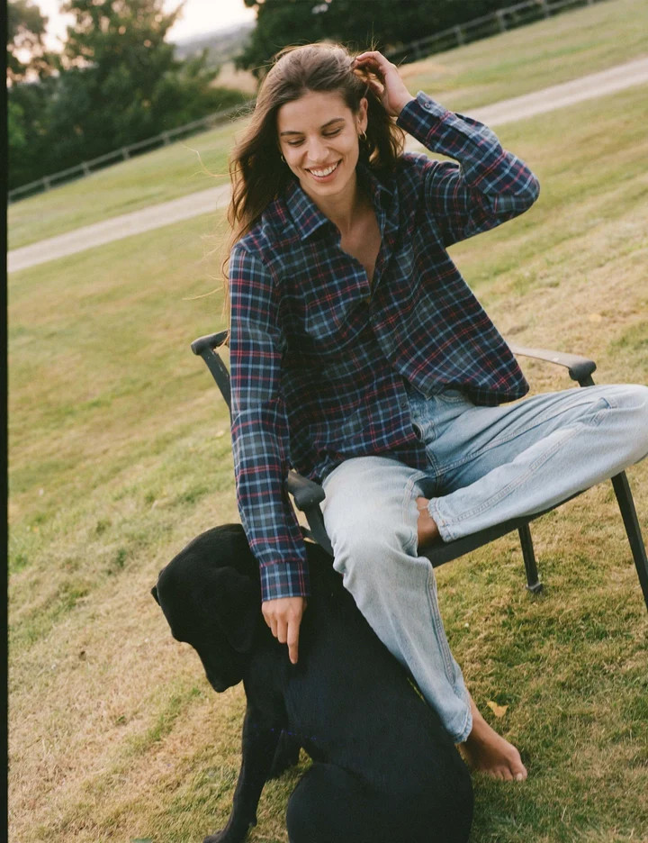The Classic: Fine Brushed, Chocolate and Cornflower Blue Check | With Nothing Underneath