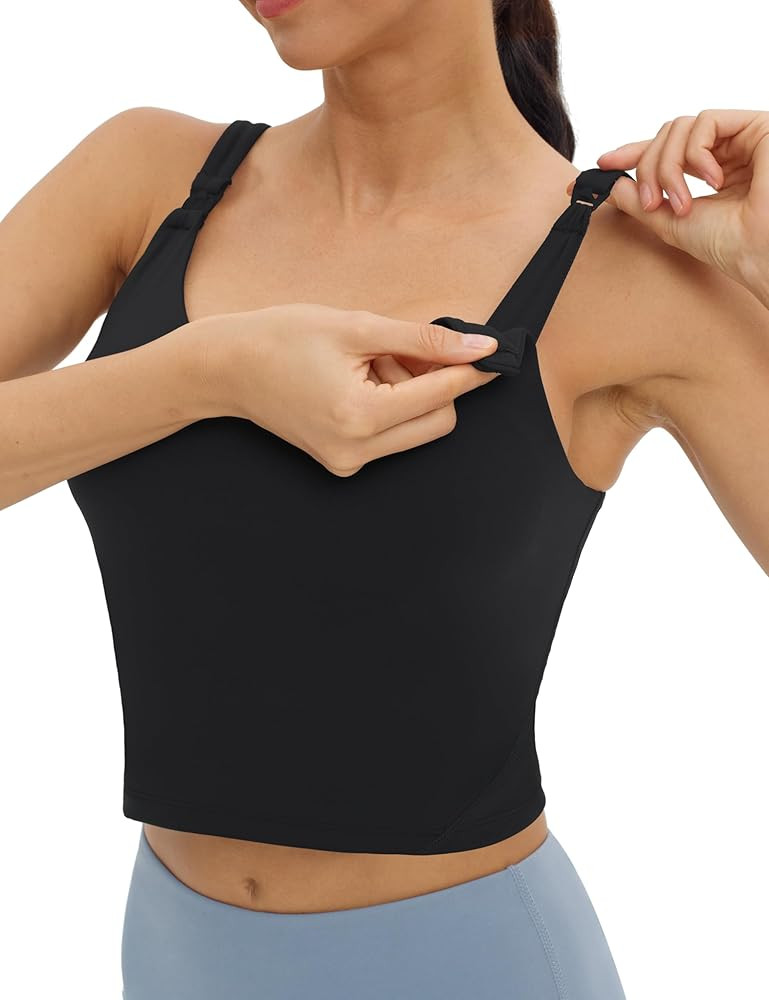 Foucome Womens Nursing Bras for Breastfeeding Maternity Tank Tops Crop Top with Built in Bra Long... | Amazon (US)
