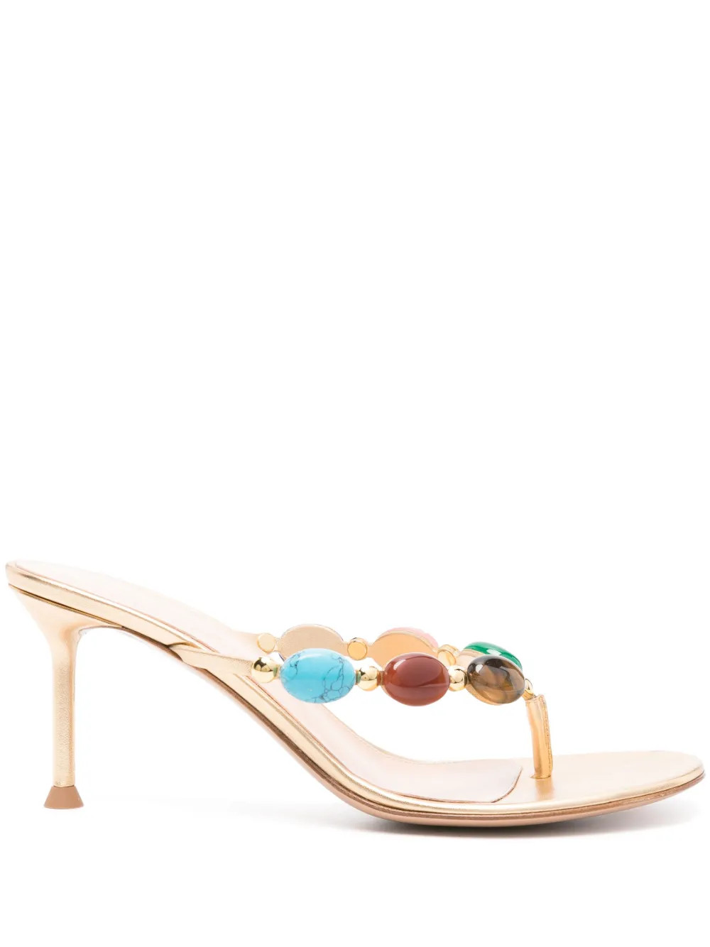 Gianvito Rossi Shanti Thong 70mm Leather Sandals | Gold | FARFETCH | Farfetch Global