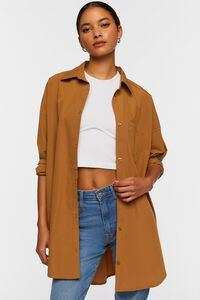 Oversized Longline Poplin Shirt | Forever 21 (US)