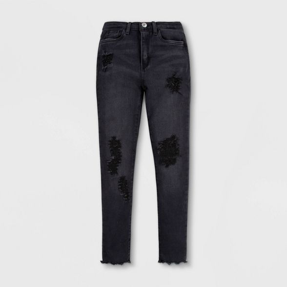 Levi's® Girls' High-Rise Distressed Skinny Jeans - Megatron Black | Target
