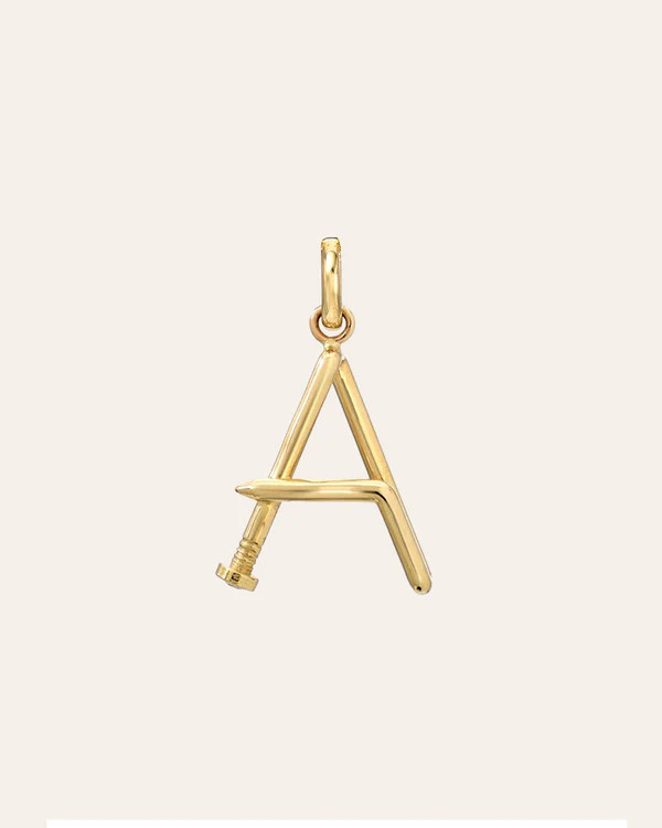 14k Gold Large Initial Nail Pendant | Zoe Lev Jewelry