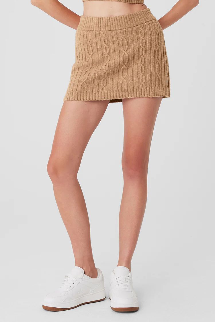 Cable Knit Winter Bliss Mini Skirt - Toasted Almond | Alo Yoga