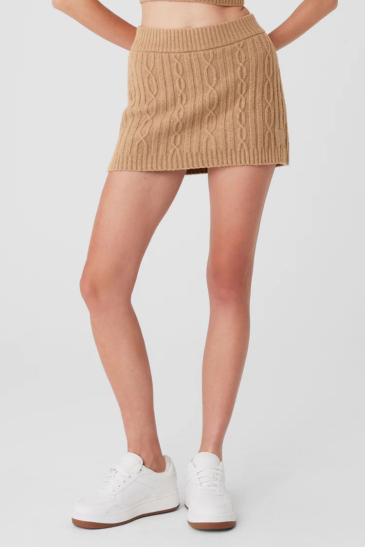 Cable Knit Winter Bliss Mini Skirt - Toasted Almond | Alo Yoga