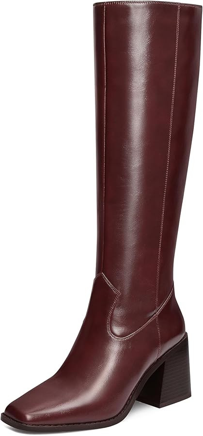 MUCCCUTE Knee High Boots for Women - Square Toe Chunky Block Heel Boots with Side Zipper Pull On ... | Amazon (US)