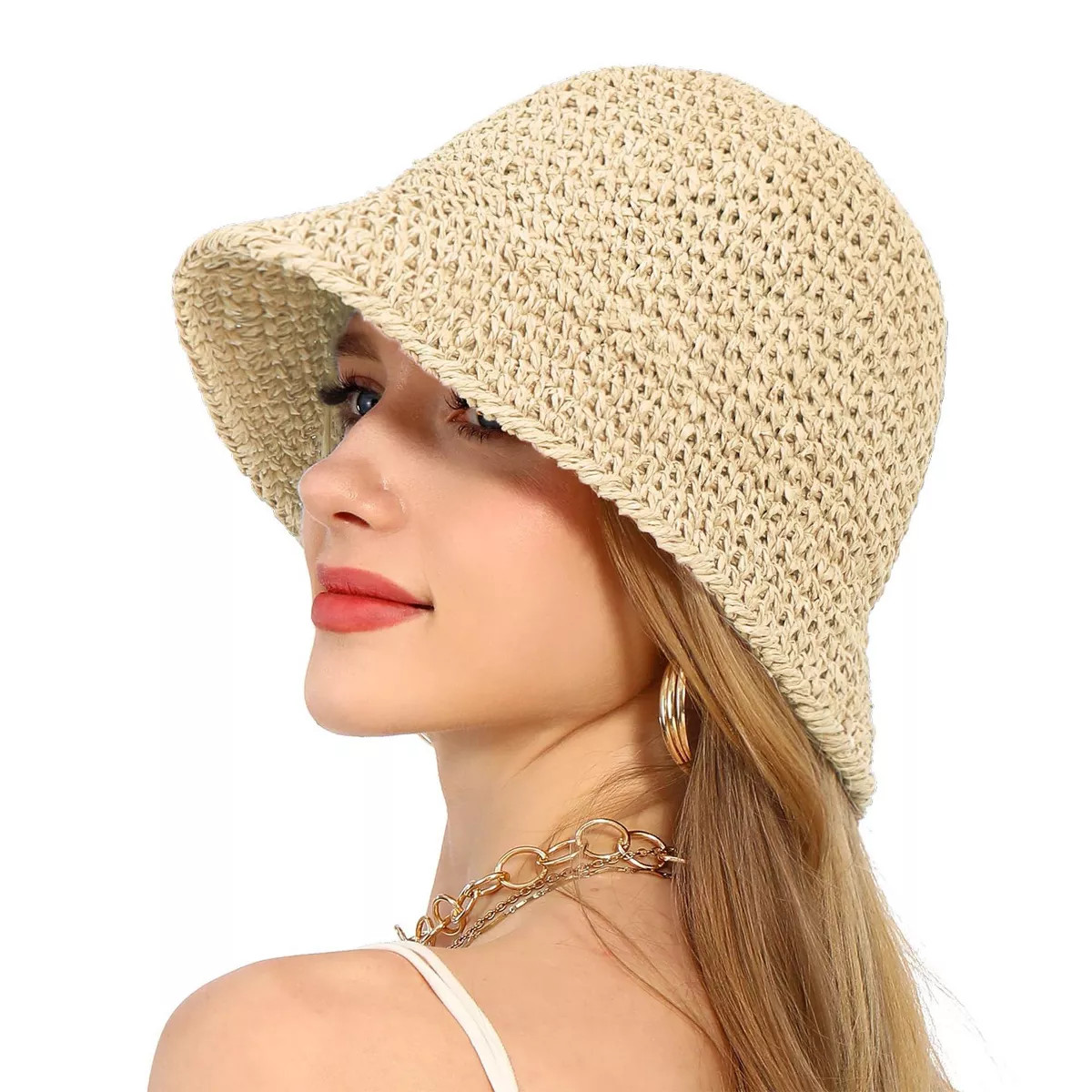 Anna-Kaci Crochet Raffia Bucket Hat Lightweight Foldable Wide Brim Sun Hat for Stylish Summer Pro... | Target