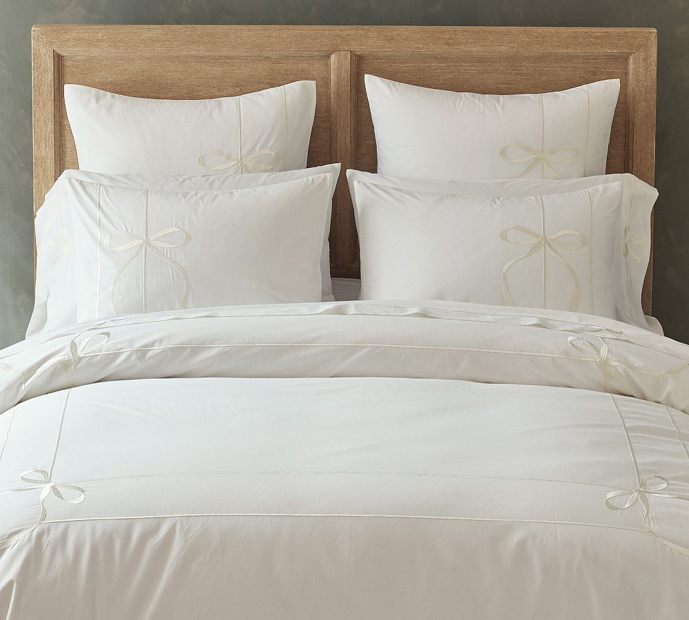 Monique Lhuillier Nell Embroidered Bow Duvet | Pottery Barn (US)