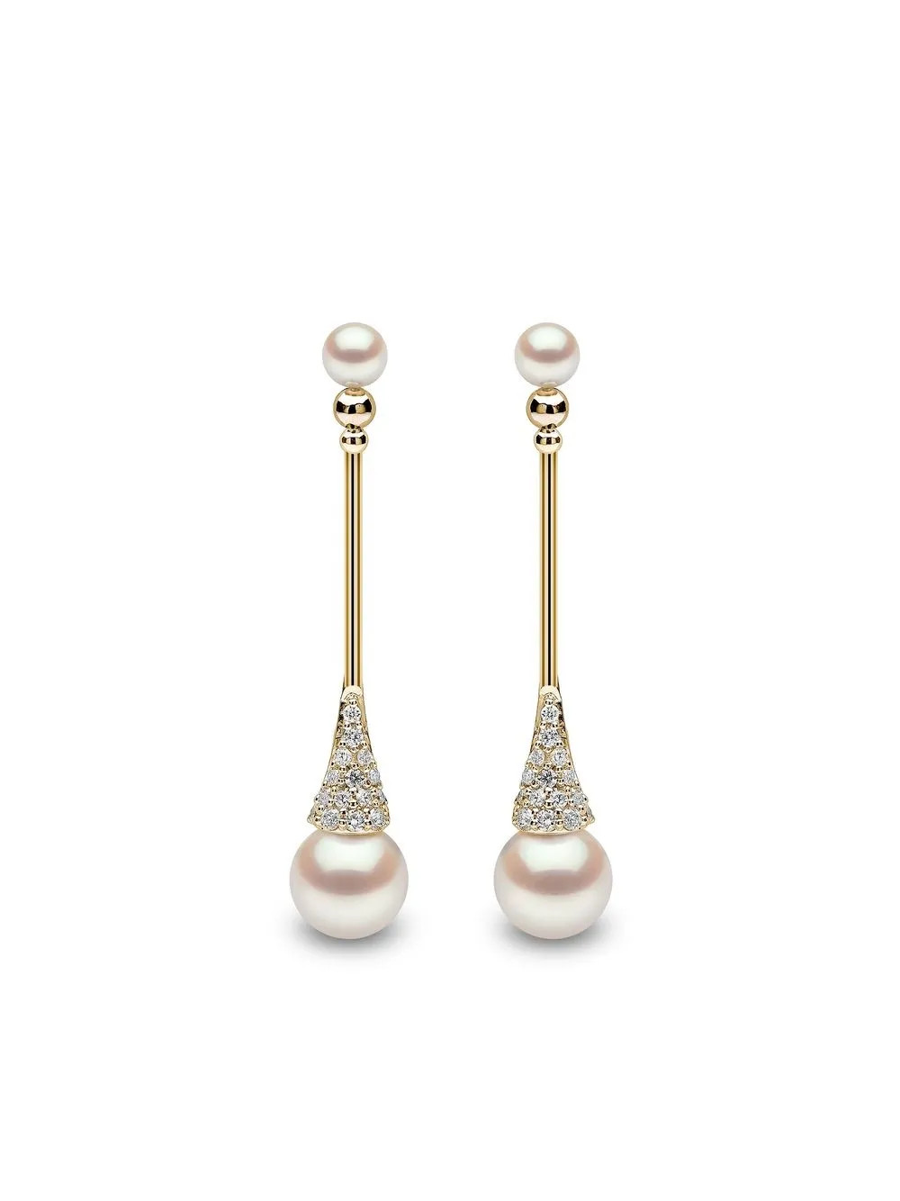 Yoko London 18kt Yellow Gold Sleek Akoya Pearl And Diamond Earrings | Gold | FARFETCH | Farfetch Global