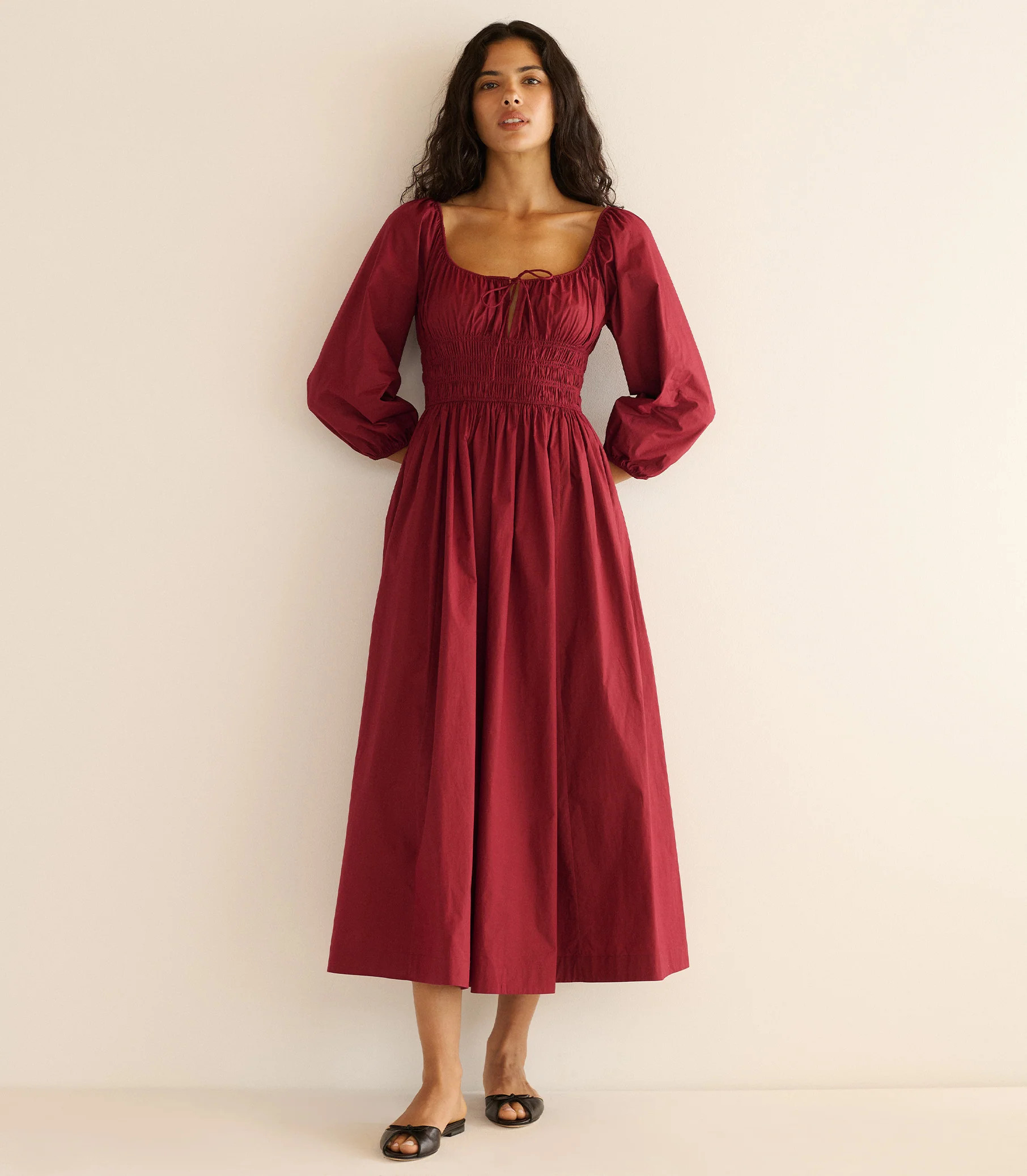 Quintessa Dress - Deep Crimson | DÔEN | DOEN