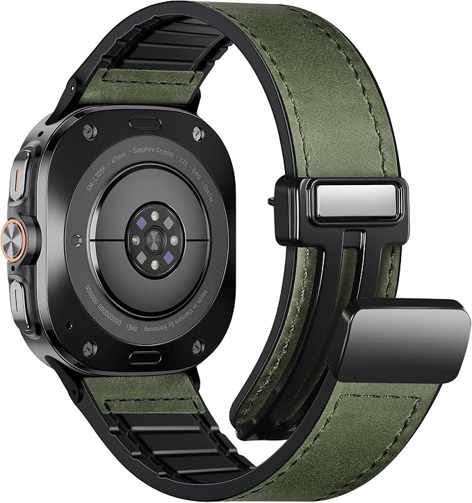 Charlam Magnetic Leather Bands Compatible with Galaxy Watch Ultra 2/1 Bands 47mm (2026/2025/2024)... | Amazon (US)