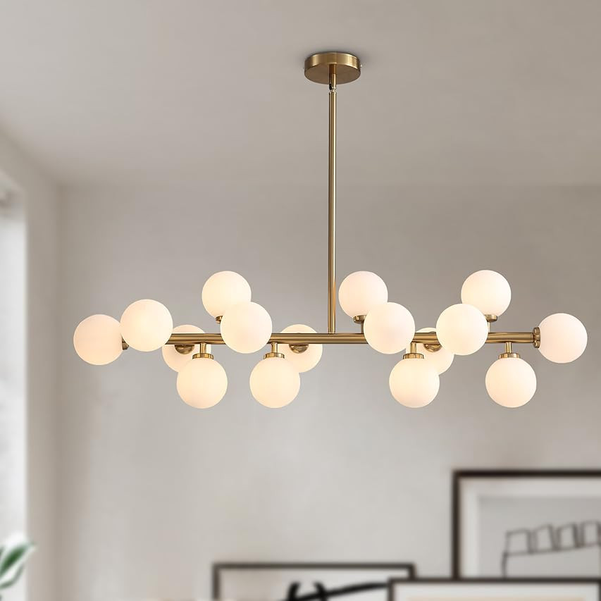 CROSSIO Post-Modern Gold Chandelier Rectangle Pendant Ceiling Light Fixture for Kitchen Island Dinin | Amazon (US)