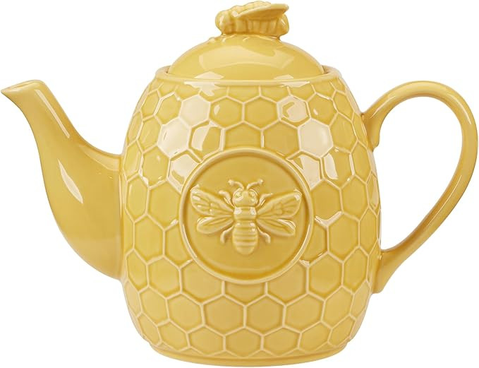 Certified International French Bees Embossed Honeycomb 40 oz. Teapot, 9.25" x 5.25" x 6.9", Multi... | Amazon (US)