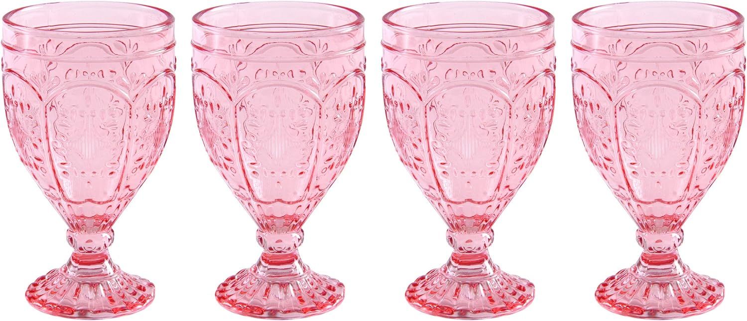 Fitz and Floyd Trestle Glassware Ornate Goblets, Set of 4, Blush | Amazon (US)