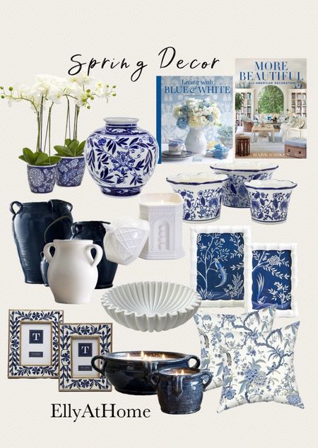 Pretty blue and white spring decor! Shop potted orchids, coffee table books, vases, candles, throw pillows, table picture frames, home decor accessories. Some selections on sale, free shipping. 

#LTKSaleAlert #LTKHome #LTKFindsUnder50