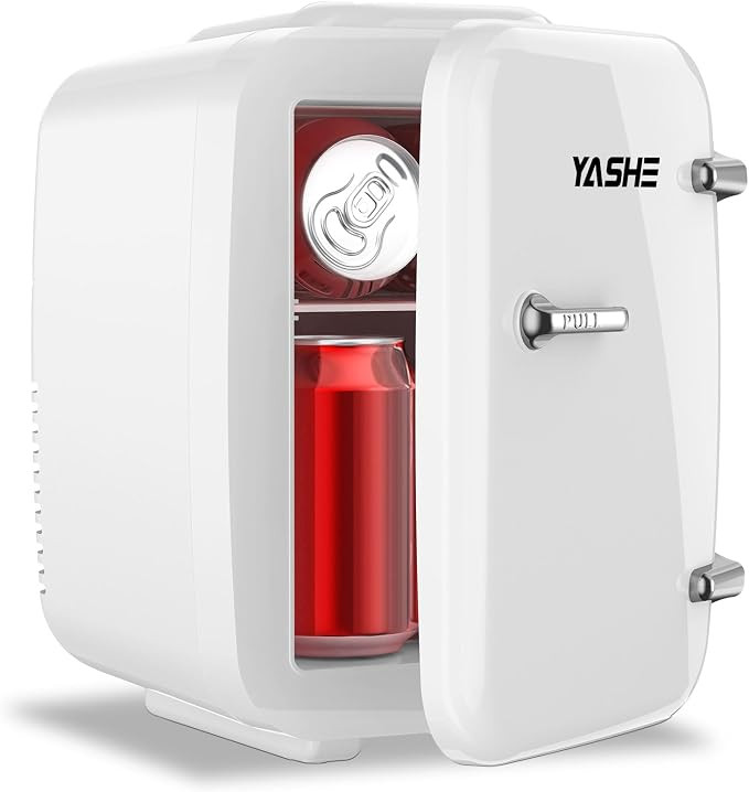 YASHE Mini Fridge, 4 Liter/6 Can Mini Makeup Fridge, 110V AC/ 12V DC Portable Thermoelectric Cool... | Amazon (US)