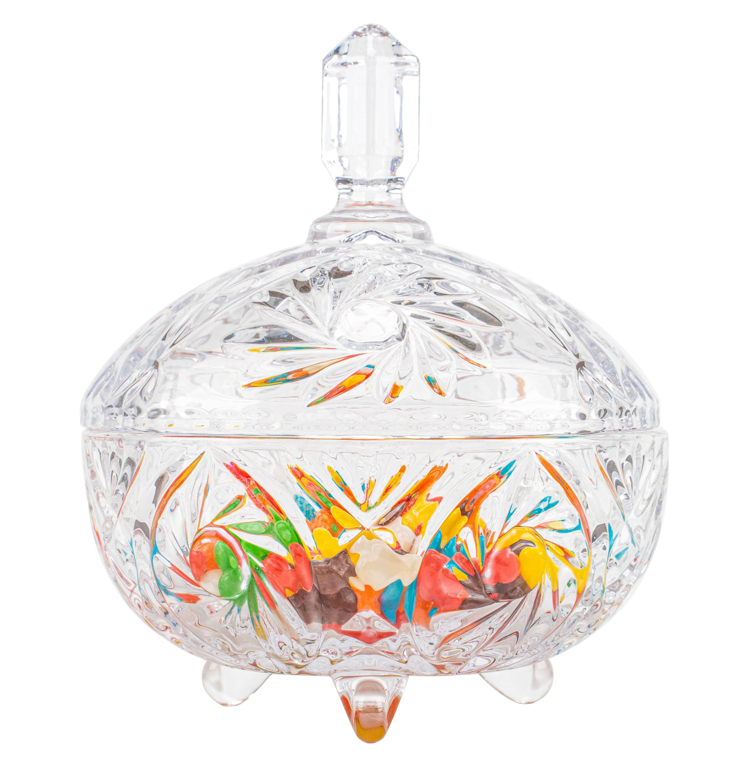 27oz Large Glass Candy Dish with Lid, Crystal Candy Bowl, Embossed Decorative Storage Jar for Office Desk, Jewelry Box, Biscuit, Christmas, Wedding, Birthday Gift | Amazon (US)