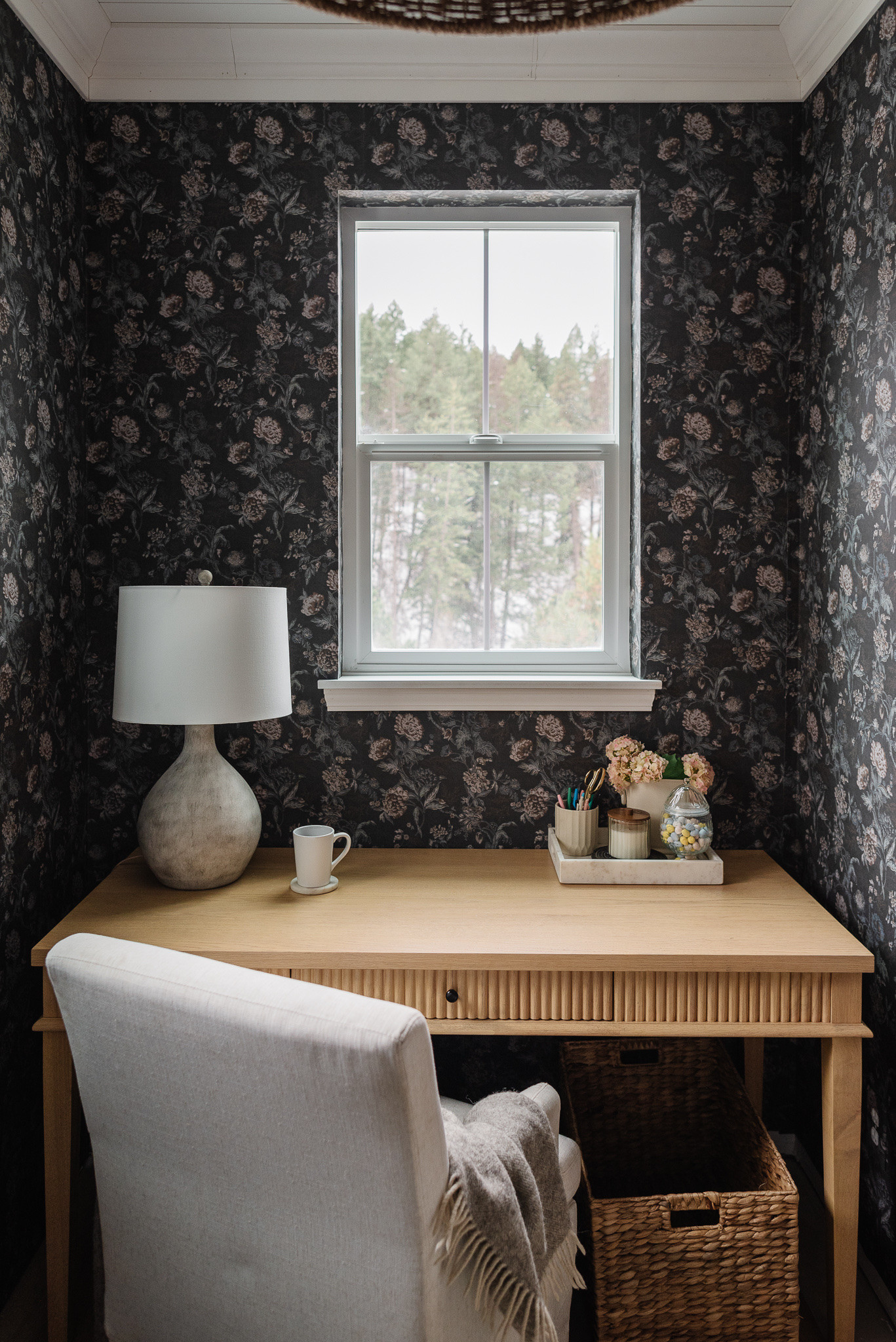 Cozy quiet office corner 🫶🏻

Home office, work from home, home office inspo, floral wallpaper, home office desk, wood desk, elevated home office, office decor

#LTKHome