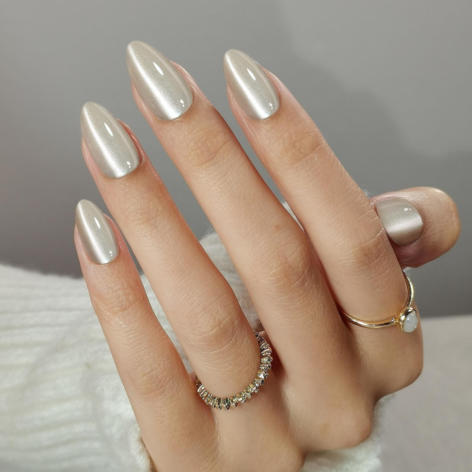 Soft Gel Nude Press on Nails Almond - Cat Eye Press on Nails Short for Women Gift, Fit Perfectly ... | Amazon (US)