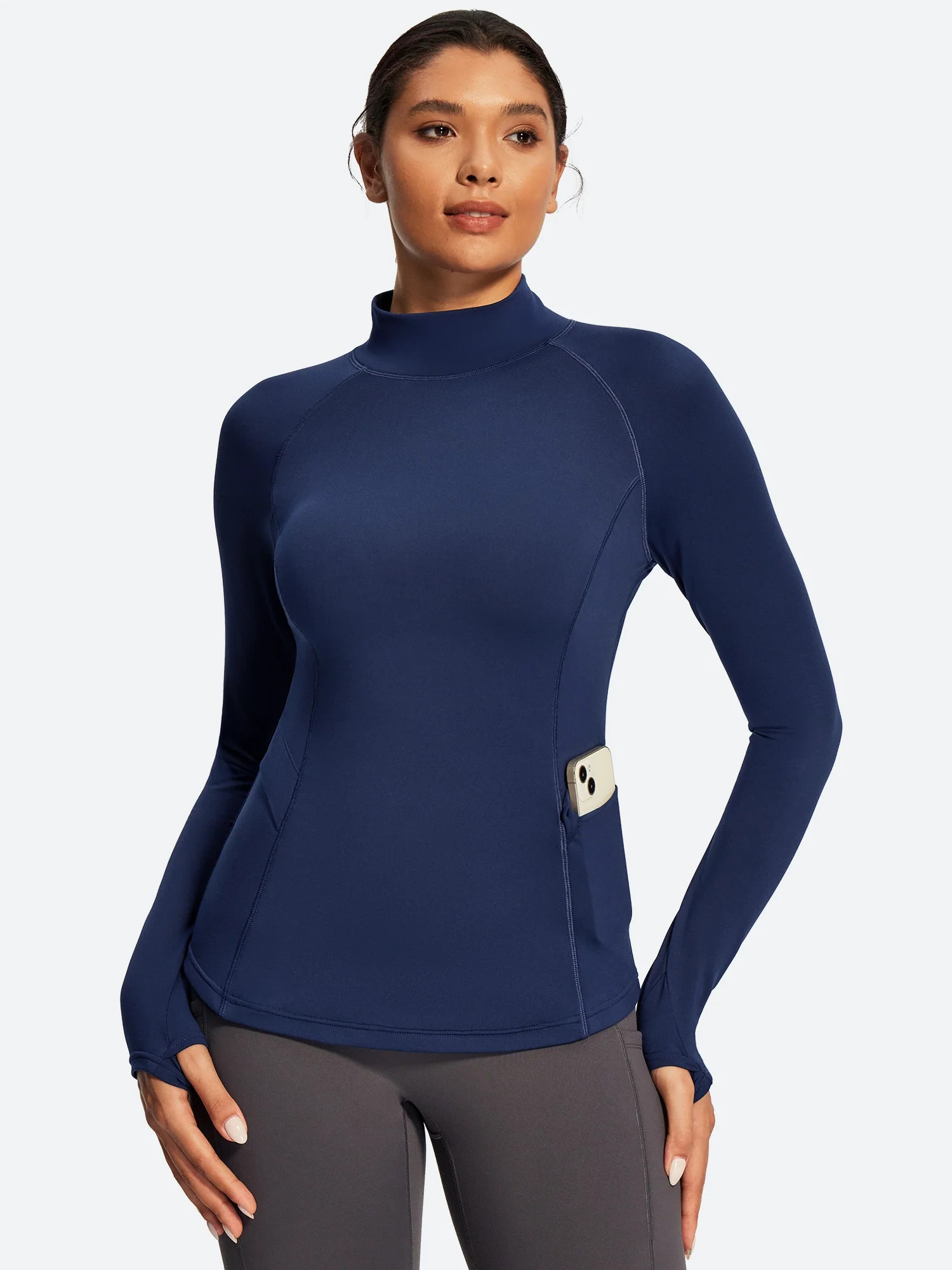 IUGA Turtleneck Long Sleeve Fleece Lined Thermal Shirts With Pockets | IUGA