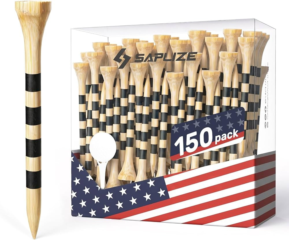 SAPLIZE Bamboo Golf Tees Pack of 100 or 150, Four Size Options (3-1/4", 2-3/4", 2-1/8", 1-1/2"), ... | Amazon (US)