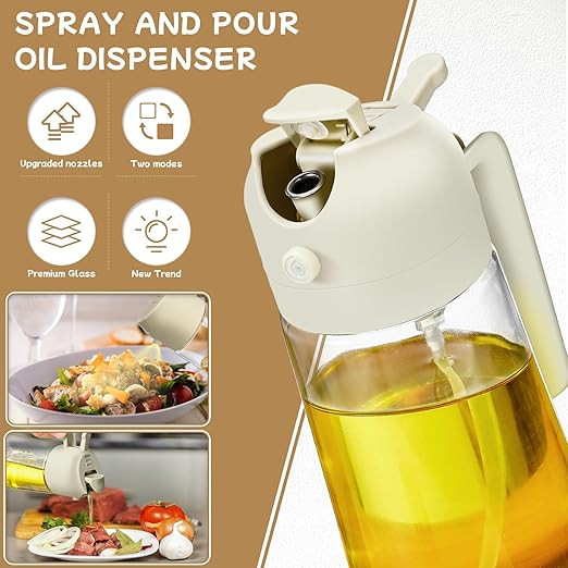 Oil Sprayer for Cooking 2pcs,2 in 1 Oil Dispenser and Oil Sprayer 16oz/470ml-DWTS Glass Oil Spray... | Amazon (US)