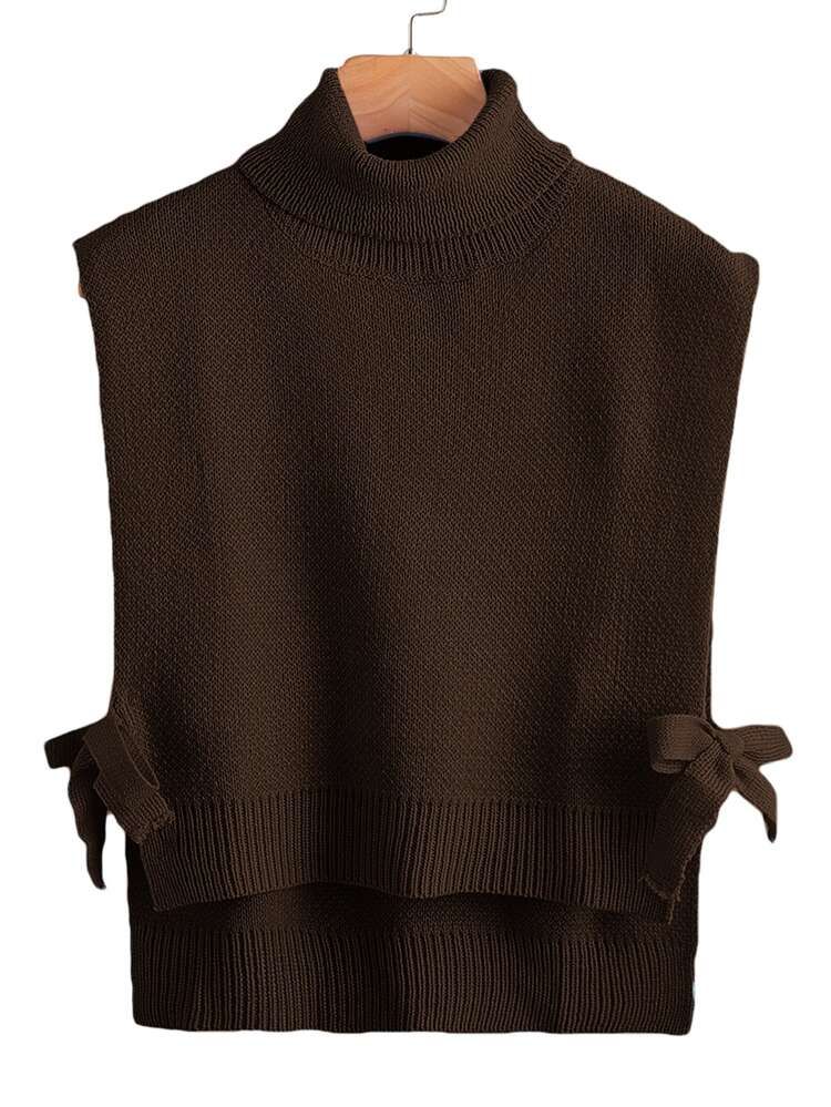 Turtle Neck Knot Side Sweater Vest | SHEIN