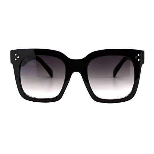 Womens Oversized Fashion Sunglasses Big Flat Square Frame UV 400 (black, smoke) | Amazon (US)