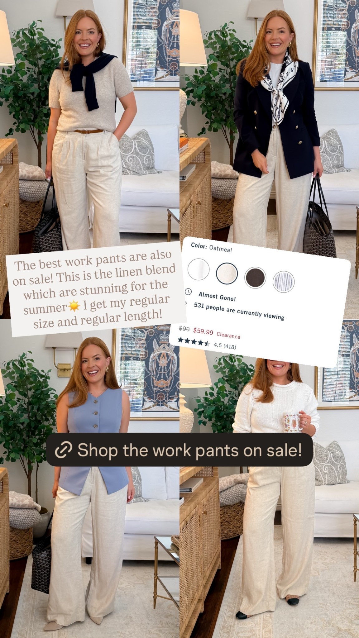 The best work pants are also on sale! This is the linen blend which are stunning for the summer☀️ I get my regular size and regular length!