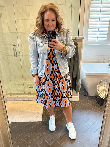 OOTD 
Dress wearing the XL long
Jacket SIZE XXL
sneakers size up if in between. 
My discount code for all pieces is Nanette15, 15% off your order 


#LTKmidsize #LTKSeasonal #LTKover40