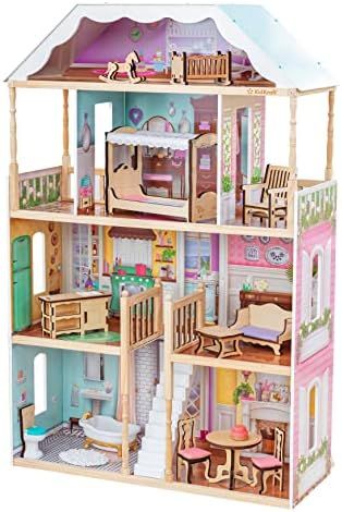 KidKraft Charlotte Classic Wooden Dollhouse with EZ Kraft Assembly, 14-Piece Accessory Set, for 1... | Amazon (US)